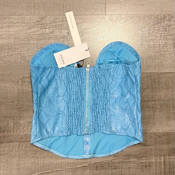 Light Blue Snake Print Corset Top - Picture 2 of 2
